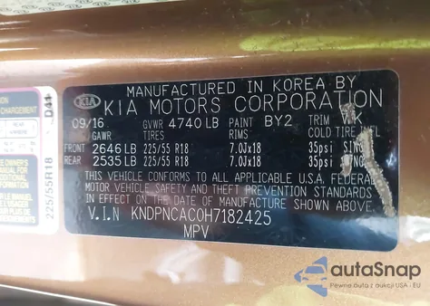 2017 Kia Sportage Ex из США, поврежденный, VIN KNDPNCAC0H7182425